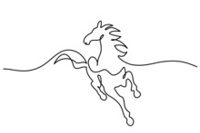 Galloping Horse. Continuous One Line Drawing. Horse Logo.