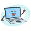 Cartoon Laptop Character greeting