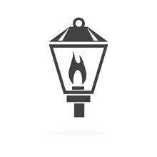 Street Light Lantern Icon Silhouette Vector Illustration