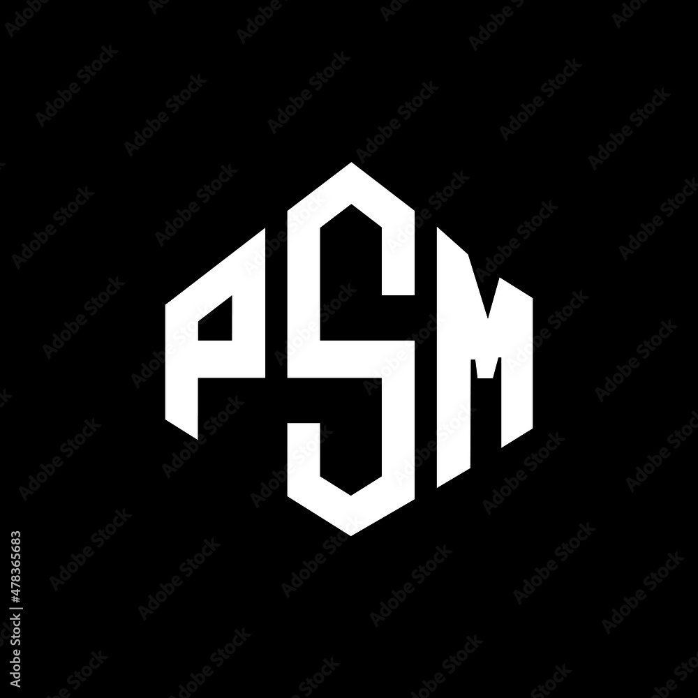PSM letter logo design with polygon shape. PSM polygon and cube shape logo design. PSM hexagon vector logo template white and black colors. PSM monogram, business and real estate logo.