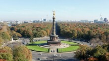 Victory Column In Berlin At The Heart Of Tiergarten Park, Also Called "Goldelse"