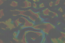 Abstract Vector Background. Dark Iridescent Texture Effect. Halftone Wave Design With Oily Color Transitions.