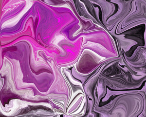  Background with mixed paint effect. Abstract marble drawn with light violet and dark violet colors. Fluid art texture. Decorative and messy background