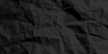 Black Crumpled Paper Texture Pattern. Rough Grunge Old Blank. Vector Abstract Background.