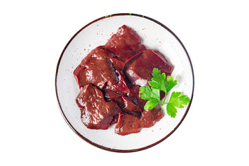 Wall Mural - raw beef liver healthy meal food snack on the table copy space food background