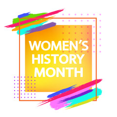 Wall Mural - Women's History Month vector concept. Modern lettering and female silhouettes on white.	