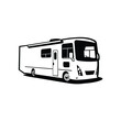 RV motorhome silhouette vector isolated in white background