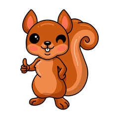 Wall Mural - Cute little squirrel cartoon giving thumb up