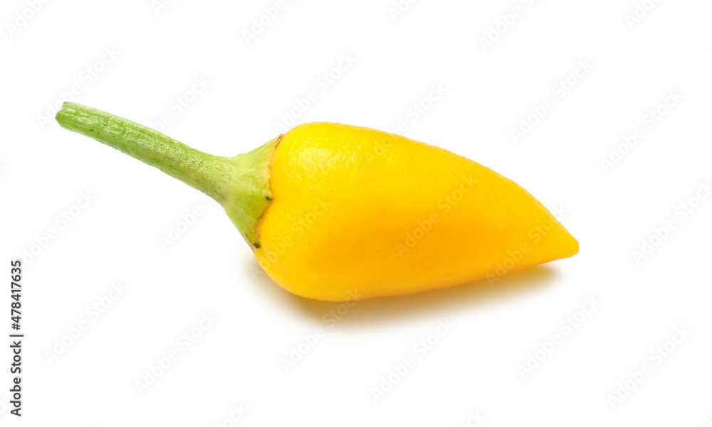 Fresh raw yellow pepper on white background