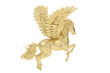 Gold pegasus isolated on white background. 3D rendering. 3D illustration.
