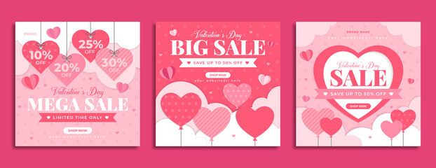 Wall Mural - valentine's day sale promotion social media post template design. happy valentine day celebration ba