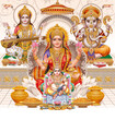 Lord Laxmi, Lord Ganesha, Lord Saraswati And Lord Kuber, giver of wealth with colorful background wallpaper , Diwali Pooja poster 