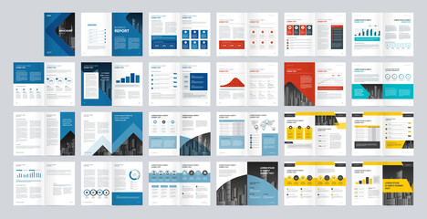 Canvas Print - set template layout design with cover page for company profile, annual report, brochures, flyers, presentations, leaflet, magazine, book. and vector a4 size for editable.