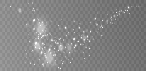 Leinwandbilder - Light effect with many glitter particles glare sparks isolated on transparent background. Vector star cloud with dust.