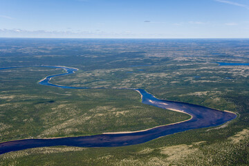 Wall Mural - River Koksoak Winding Through Landscape of Nunavik Quebec Canada