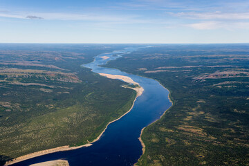 Wall Mural - River Koksoak Winding Through Landscape of Nunavik Quebec Canada