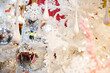 © wooree - A colorful and bright Christmas tree in white, red, and pink like snow.
