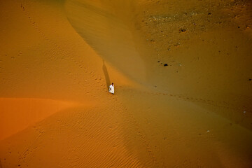 Poster - Lone Person on a Sand Dune Sahara Desert Chinguetti Mauritania Africa