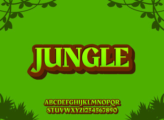 Sticker - funny green cartoon jungle text effect with wooden frame