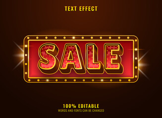 Sticker - luxury golden sale text effect with rectangle frame