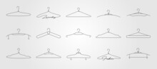 Set Of Hanger Icon Logo Vector Line Art Design, Minimalist Hanger Logo Collection