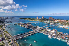 The Panoramic View Of Nassau Harbour And Paradise Island, Nassau, Bahamas.
