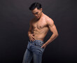 © Tom Wang - Strong Athletic Man Fitness Model Torso showing six pack abs
