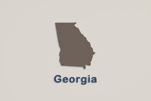 US State Georgia Map In Brown And The Name Of State Georgia In Blue, Beneath The Map. US States Graphic Concept, 3d Illustration.	