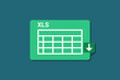 Vector of spreadsheet icon. XLS, or XLSX file format icon with landscape design.spreadsheet icon with download symbol and table symbol.