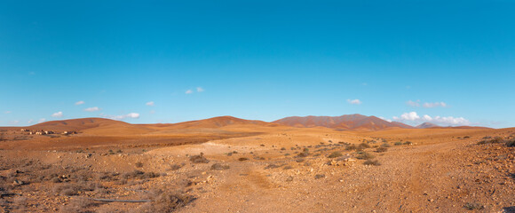 clear blue sky in the desert panorama