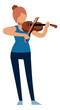 Woman playing on violin. Musician practice. Music hobby
