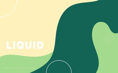 Wall Mural - modern abstract liquid color background with green and cream wave shape design.