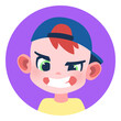 Funny boy in cap. Flat round kid avatar