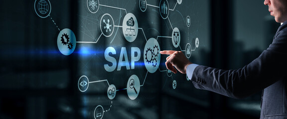 SAP Intelligent Robotic Process Automation. System Software Automation concept on futuristic virtual screen