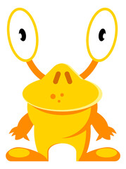 Sticker - Space alien. Big eye monster. Cute mascot