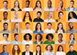 © Prostock-studio - Multiracial people posing on orange studio backgrounds, collection of portraits