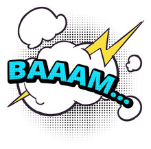 Comic Sound Effect. Bam Speech Cloud With Lightning Sign