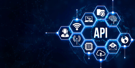Internet, business, Technology and network concept. Application Programming Interface. Software development tool. 3d illustration.