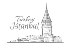 Turkey Istanbul Sketch Hand Drawn Vector Illustration