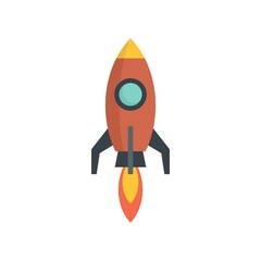 Sticker - Rocket startup icon flat isolated vector