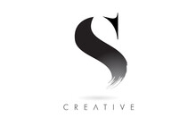 Artistic S Brush Stroke Letter Design Logo Icon Vector. Elegant Minimalist Brush Letter Identity