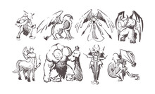 Characters Of Online Fantasy Games: Goblin,griffin,angel,archangel,demon,skeleton,cyclops,centaur,death Knight