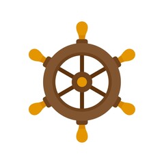 Wall Mural - Navy ship wheel icon flat isolated vector