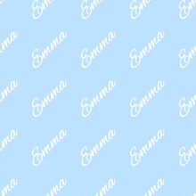 The Female Name Is Emma. Background With The Female Name Emma. Seamless Pattern. A Postcard For Emma. Congratulations For Emma.