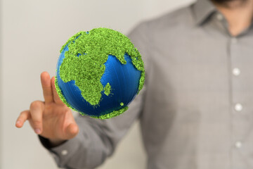 green 3d planet concept, recycle sign