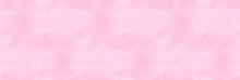 Panoramic Pink Background. Watercolor Or Gouache On Paper Texture. Irregular Stains Pattern.