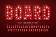 Retro cinema alphabet design, cabaret, LED lamps letters and numbers.