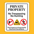 Private Property: No Trespassing, No Hunting. This Property Is Protected By Electronic Surveillance. Eps10 vector illustration
