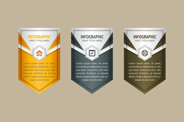 Wall Mural - infographic design template with security shield shape. creative concept with 3 steps. modern luxury