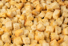 Oven - Baked White Bread Crackers With Spices And Garlic , Selective Focus